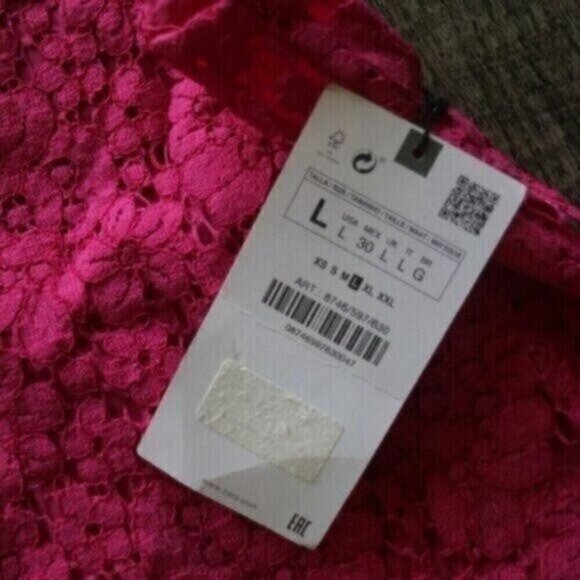 NWT Zara Pink Midi Dress Size Large Length Fuchsia Lace Halter Open Back - Picture 8 of 12